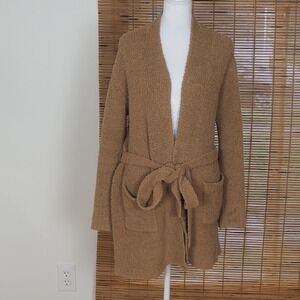 Skims Cozy Knit Boucle Robe Short Camel Brown Size S/M Women's Lounge Sherpa